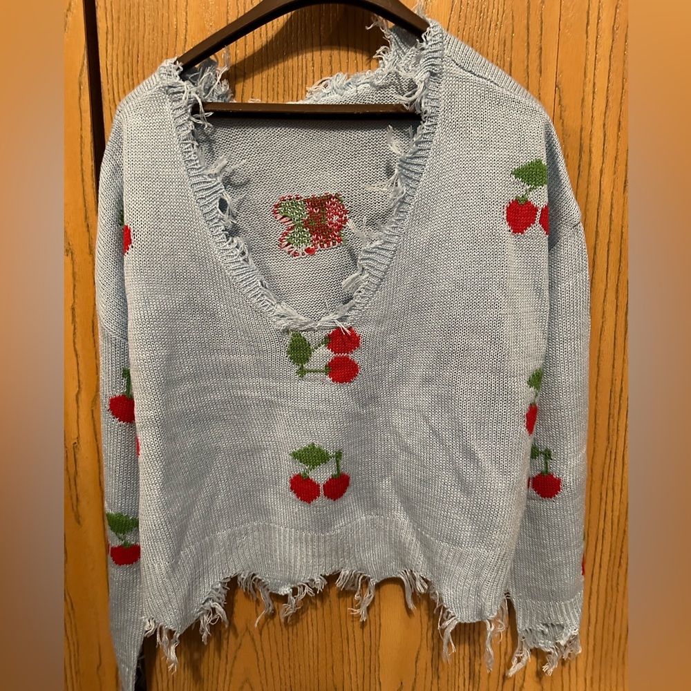❌SOLD❌Women's Ripped Shrug Sweater Long Sleeve Knitted V-Neck Pullover Crop Top